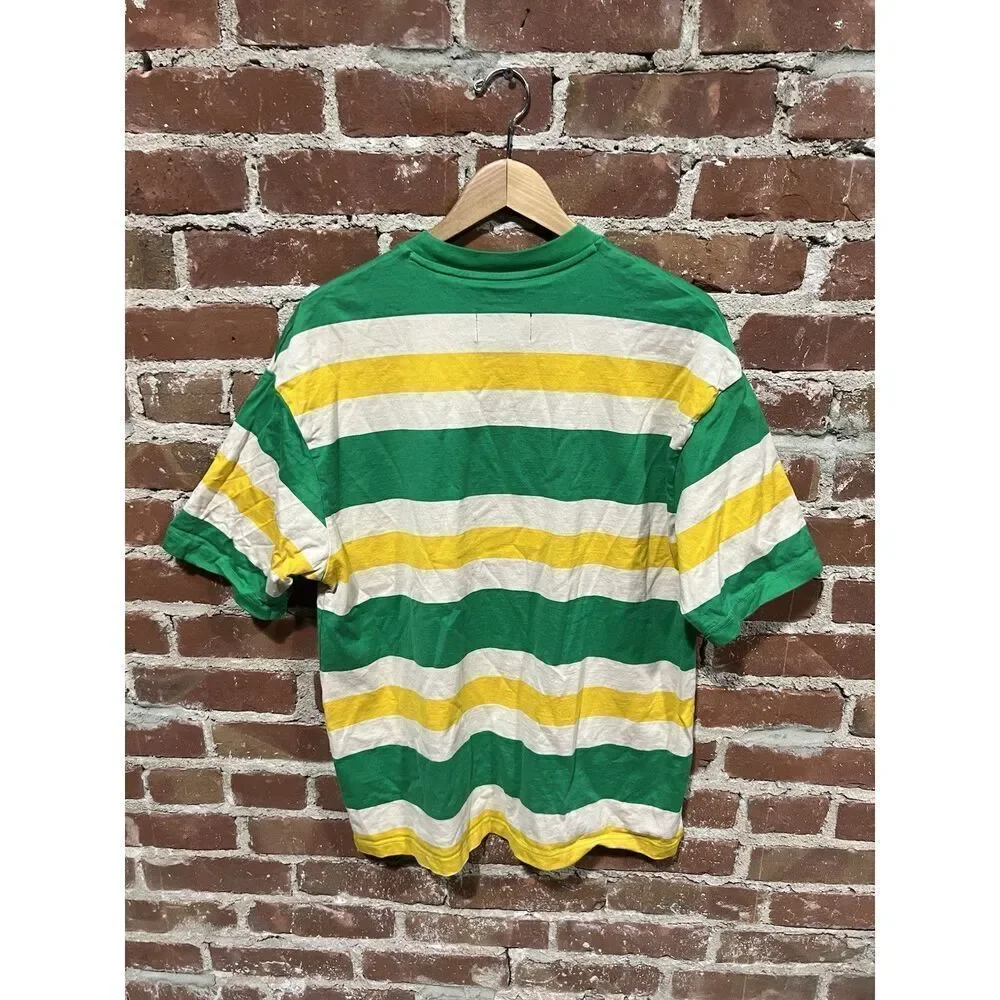 Air JORDAN Men’s M Green/Yellow Striped Standard Fit Short Sleeves Tee Cotton